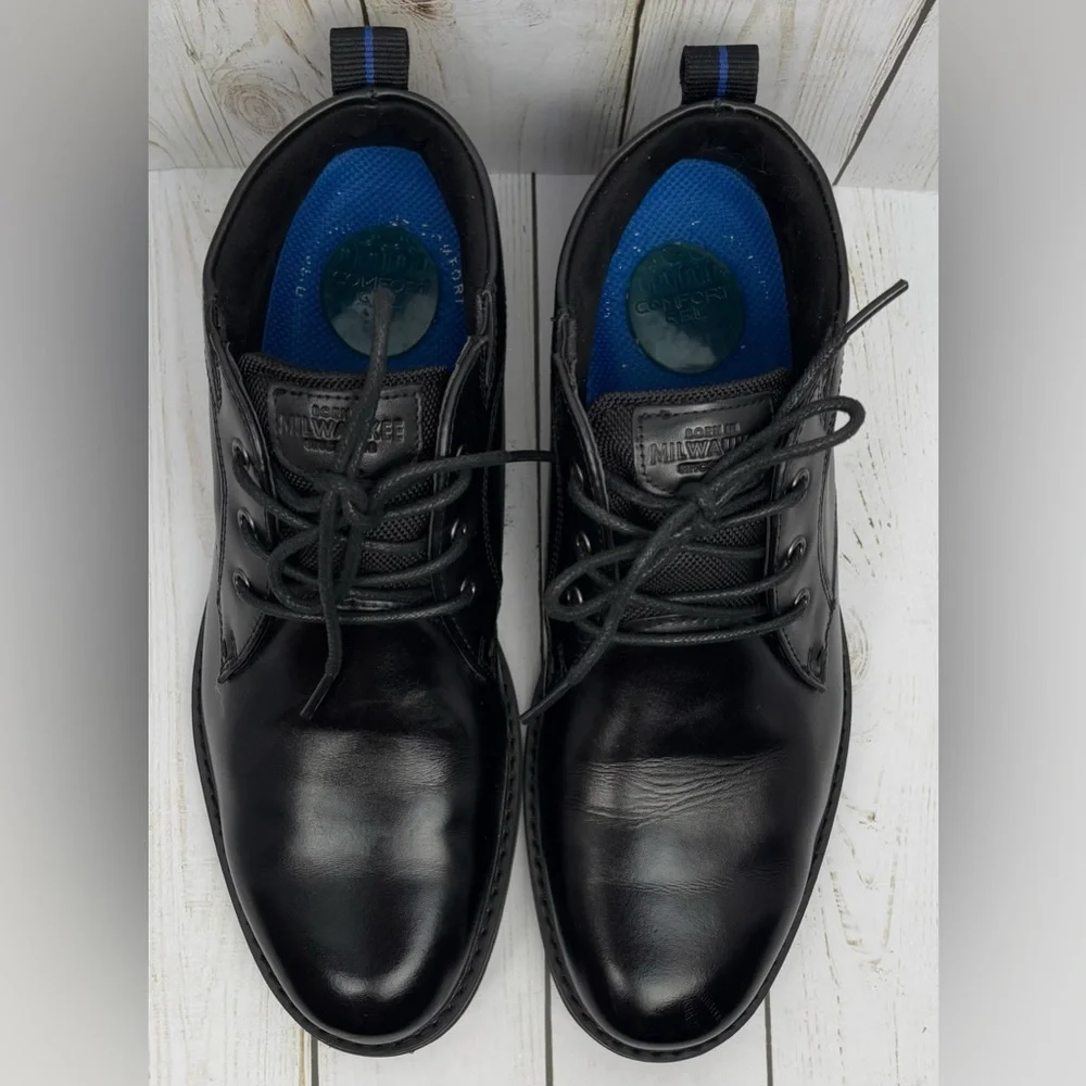 Nunn Bush Mens 8.5M Black Waterproof Leather Chukka Boots Comfort Gel 84881-001